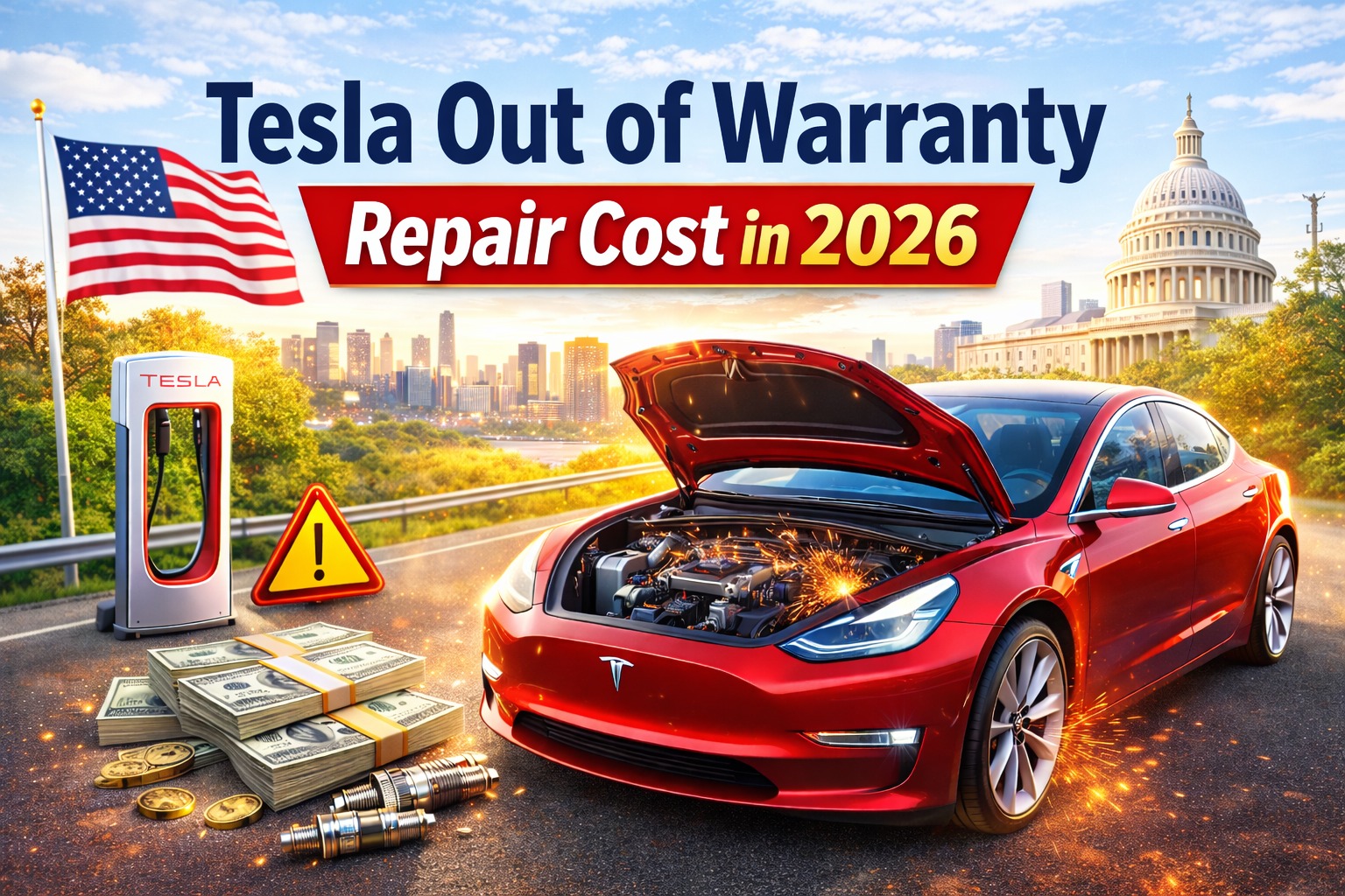 Tesla out of warranty repair cost in 2026