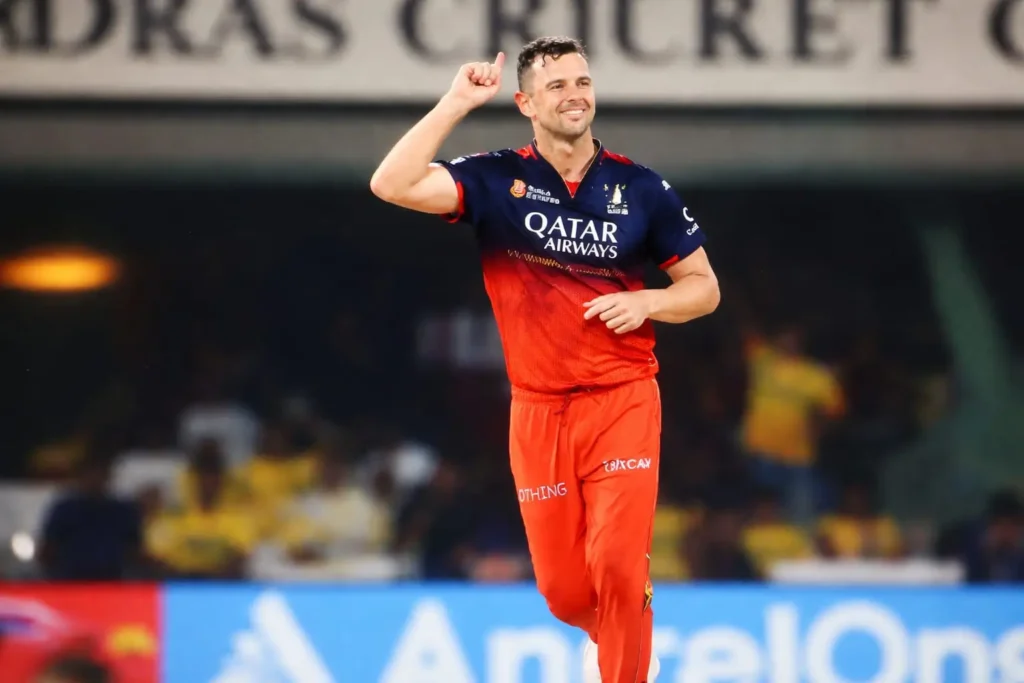 Josh Hazlewood RCB bowler celebrating wicket