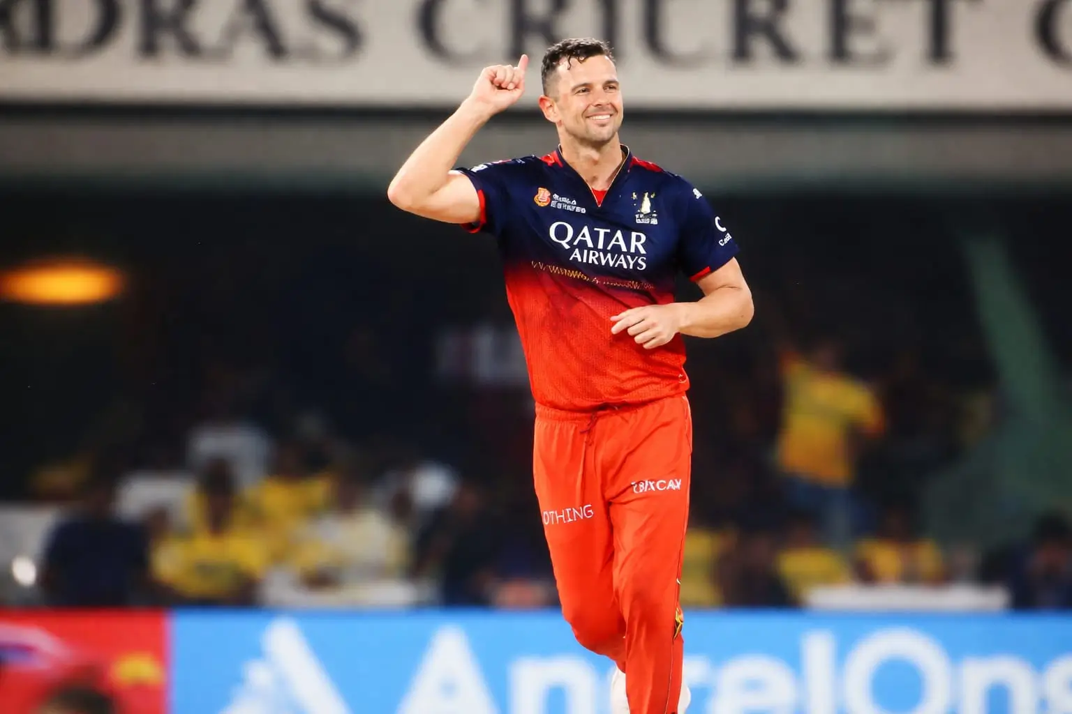 Josh Hazlewood RCB bowler celebrating wicket