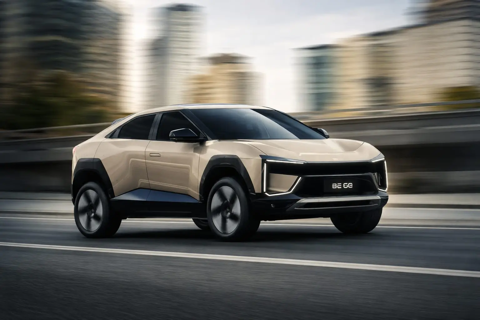 Mahindra BE 6 electric SUV driving on city road