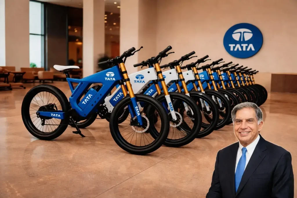 Tata Electric Cycle lineup showroom display