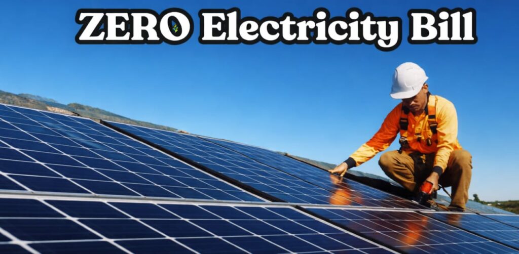 Zero electricity bill solar panels technician