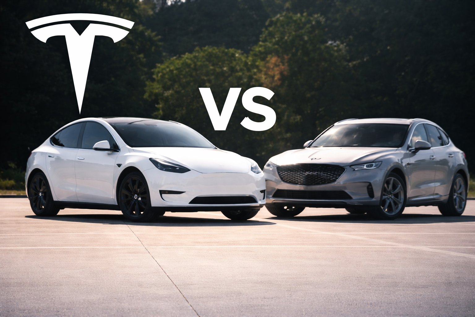 Genesis GV90 Vs Tesla Model X comparison with VS text