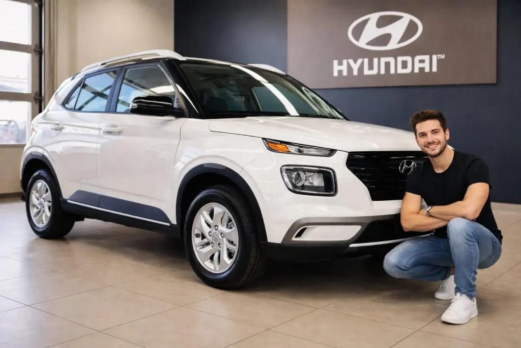 Hyundai Venue 2026 White Showroom view SUV