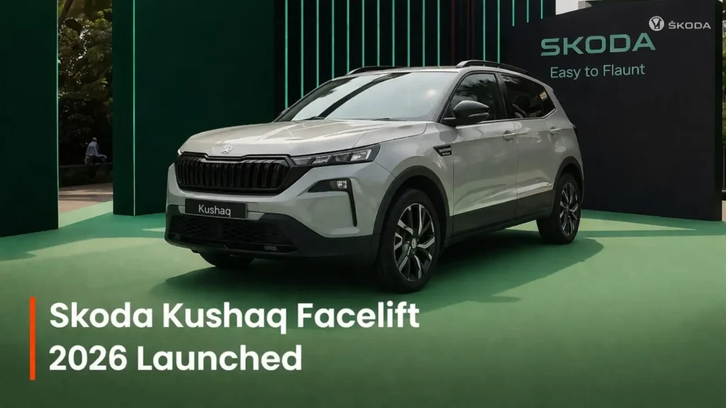 Skoda Kushaq Facelift 2026 launched SUV front view